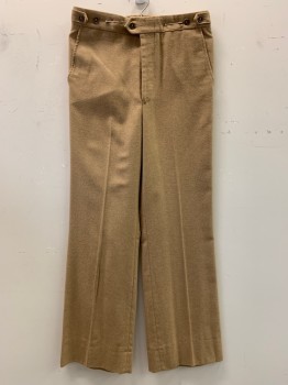 Mens, Pants, NL, Camel Brown, Wool, 28/32, Side Pockets, Front, Flat Front