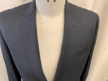 TED BAKER, Dk Gray, Wool, Heathered, 2 Buttons,  Notched Lapel, 3 Pockets,