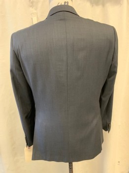 TED BAKER, Dk Gray, Wool, Heathered, 2 Buttons,  Notched Lapel, 3 Pockets,