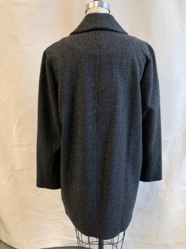 J. CREW, Gray, Black, Wool, Plaid, Pleated at Neck, Collar Attached, 2 Patch Pockets, Long Sleeves