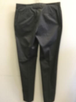 Mens, Slacks, J.CREW, Dk Gray, Cotton, Polyester, Solid, 34/34, 1.3" Waistband with Belt Hoops, Flat Front, Zip Front, 5 Pockets