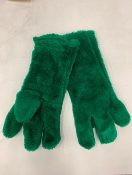 N/L MTO, Green, Polyester, Pair Gloves for Alligator/Crocodile Costume, Green Plush, Only 4 Fingers