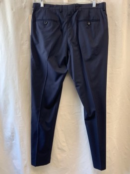 JCREW, Navy Blue, Wool, Solid, Flat Front, Belt Loops, 4 Pockets,