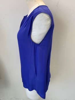 Womens, Blouse, JOIE, Purple, Silk, Solid, B 34, XS, Button Front, Gathered Shoulders, SHOULDER BURN, Sleeveless,
