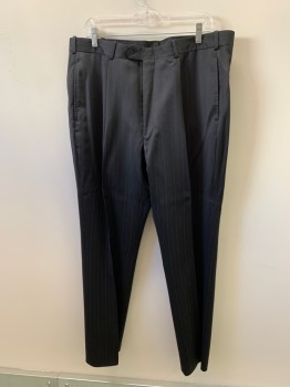 TESSLISTRONA, Black, Wool, Stripes, Single Pleat,  2 Welt Pocket, Self Stripes, Hole In The Butt