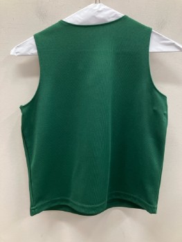 AUGUSTA, Green, White, Brown, Polyester, Graphic, Cheer Shell Top, V-N, Sleeveless, "CHS Bears" Mascot Logo,