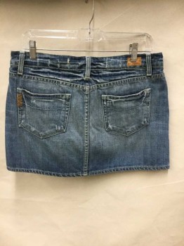 Womens, Skirt, Mini, PAIGE, Lt Blue, Brown, Orange, Pink, Yellow, Cotton, Solid, 29, SKIRT:  Light Blue Denim, Brown W/blue Sky,orange, Pink, Yellow, Green Floral Print Inside Waistband, Some Holes In Front, Zip Front, See Photo Attached,