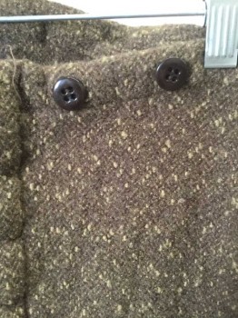 N/L, Brown, Beige, Wool, Solid, Thick Brown Wool with Beige Specks, Button Fly, Suspender Buttons at Outside Waist, Made To Order