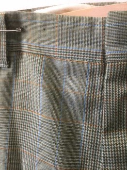 N/L, Multi-color, Lt Green, Forest Green, Rust Orange, Brown, Cotton, Glen Plaid, Light Green Background with Multicolor Glenplaid, Flat Front, Zip Fly, 4 Pockets, Straight Leg,