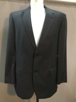 Mens, Suit, Jacket, BOSS, Charcoal Gray, Viscose, Polyester, Heathered, 46R, 2 Button Single Breasted, 2 Pockets with Flaps, 1 Welt Pocket