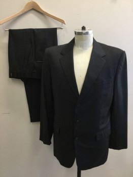 DOMINIC GHERARDI, Charcoal Gray, Wool, Solid, Single Breasted, 3 Buttons,  Collar Attached, Notched Lapel, 3 Pockets,