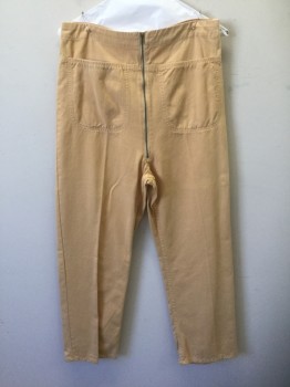 Womens, Pants, RACHEL COMEY, Apricot Orange, Cotton, Solid, 4, Twill, High Waist, Wide Leg, Elastic at Back Waist, 2 Front Pockets with Seam Running Horizontally Across Hips, Exposed Zip Fly, Cropped Length