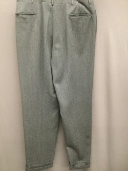 Mens, Slacks, POLO, Charcoal Gray, Tan Brown, Wool, Solid, 35/34, Self Ribbed, Flat Front, Cuffed