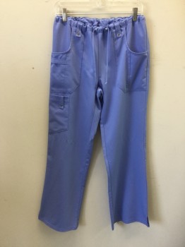 N/L, Cornflower Blue, Polyester, Rayon, Solid, Elastic Drawstring, 2 Hip Patch Pockets, 1 Cargo Pocket, 2 Front Belt Loops