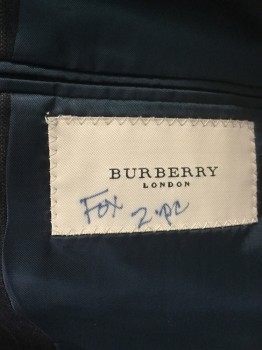 BURBERRY, Charcoal Gray, Brown, White, Gray, Wool, Stripes - Pin, Single Breasted, 2 Buttons,  3 Pockets, Notched Lapel, Double Back Vent