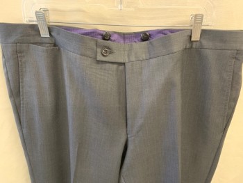 TED BAKER, Dk Gray, Wool, Heathered, Flat Front, 4 Pockets, 1 Coin Pocket