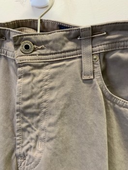 Mens, Casual Pants, AG, Taupe, Cotton, Elastane, Solid, Ins:34, W:34, Flat Front, Straight Leg, Zip Fly, 5 Pockets, Belt Loops, "The Graduate" Fit