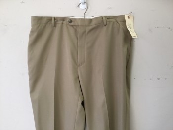 DANIEL CREMIEUX, Khaki Brown, Polyester, Solid, Flat Front, 4 Pockets,