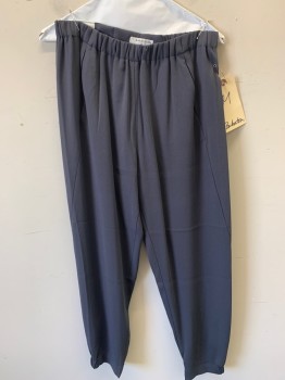 BABATON, Gray, Acetate, Polyester, Solid, Elastic Waist & Cuffs, Jogger, 2 Pocket, Mid Rise Ankle Length