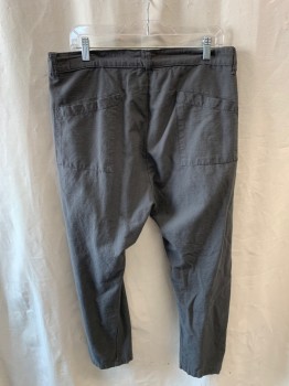 Mens, Casual Pants, ASOS, Gray, Cotton, Viscose, 32/26, SIide Pockets, Button Front, 2 Patch Pockets on Back