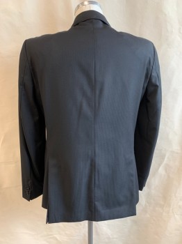 GALANTE, Black, Wool, Stripes, Solid, SUIT JACKET, Single Breasted, 2 Buttons, Notched Lapel, 3 Pockets, 4 Button Cuff, 2 Back Vents, Self Stripe