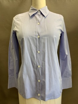 Womens, Blouse, THEORY, Periwinkle Blue, Cotton, Solid, M, L/S, Button Front, Collar Attached,