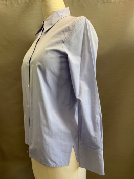 Womens, Blouse, THEORY, Periwinkle Blue, Cotton, Solid, M, L/S, Button Front, Collar Attached,