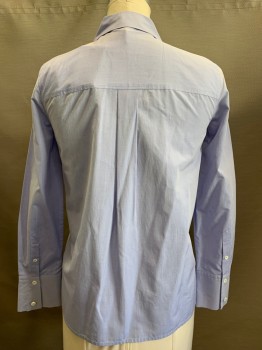 THEORY, Periwinkle Blue, Cotton, Solid, L/S, Button Front, Collar Attached,