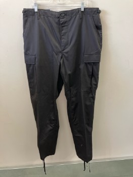 PROPPER, Black, Poly/Cotton, Solid, Tactical Pants, Adjustable Waist, Zip Front, 6 Pckts, Drawstring On Cuffs