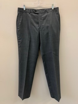 RALPH LAUREN, Gray, Charcoal Gray, Wool, Polyester, 2 Color Weave, F.F, Side Pockets, Zip Front, Belt Loops,