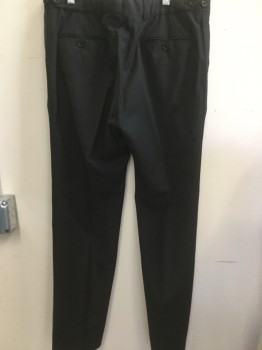 Mens, Suit, Pants, PAUL SMITH, Black, Wool, Silk, Solid, 34/31, Flat Front, Satin Side Stripe, Slit Pockets