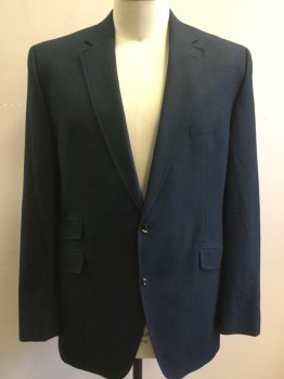 TED BAKER, Black, Teal Blue, Wool, Tweed, Notched Lapel, 2 Button Front, Pocket Flap, Purple Lining