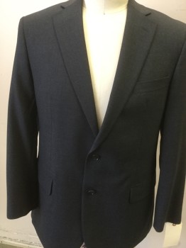 BROOKS BROTHERS, Charcoal Gray, Wool, Solid, 2 Buttons,  Notched Lapel, 3 Pockets,