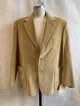 CAMPANA, Beige, Cotton, Solid, Notched Lapel, Collar Attached, 3 Pockets, 2 Buttons,
