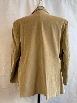CAMPANA, Beige, Cotton, Solid, Notched Lapel, Collar Attached, 3 Pockets, 2 Buttons,