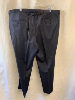 Mens, Suit, Pants, HUGO BOSS, Black, Dk Gray, Wool, Elastane, 2 Color Weave, 30, 41, Side Pockets, Zip Front, Flat Front