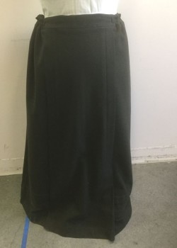 N/L MTO, Dk Olive Grn, Wool, Solid, Drawstring Waist, Vertical Pleats at Center Front, 2 Horizontal Pleats Near Hem, Made To Order