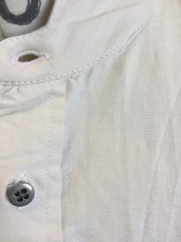 SCULLY, Cream, Cotton, Stripes - Shadow, Long Sleeves, Pullover, 5 Pewter Buttons, 1 Pocket, Band Collar with Center Back Loop, Reproduction, Double,
