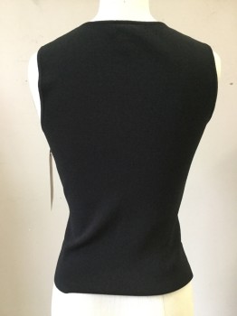 Womens, Shell, ANN TAYLOR, Black, Rayon, Nylon, Solid, XS, Knit, Crew Neck, Sleeveless, Pullover,