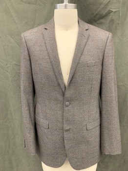 MOODS OF NORWAY, Charcoal Gray, Orange, Blue, Wool, Tweed, Grid , Charcoal Tweed with Blue and Orange Grid Overlay, Single Breasted, Collar Attached, Notched Lapel, 3 Pockets, 2 Buttons
