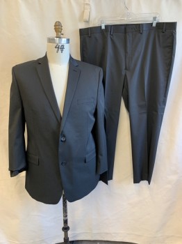 MARC JACOBS, Black, Wool, Stripes - Pin, Notched Lapel, Single Breasted, Button Front, 2 Buttons, 3 Pockets