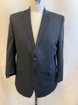 MARC JACOBS, Black, Wool, Stripes - Pin, Notched Lapel, Single Breasted, Button Front, 2 Buttons, 3 Pockets