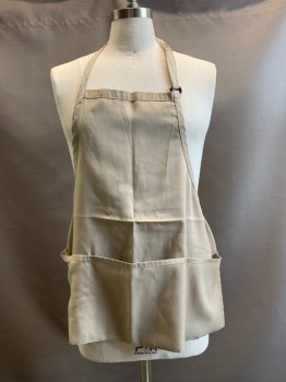 Chef Code, Khaki Brown, Polyester, Cotton, 4 Pockets, Adjustable at Neck, Ties at Waist