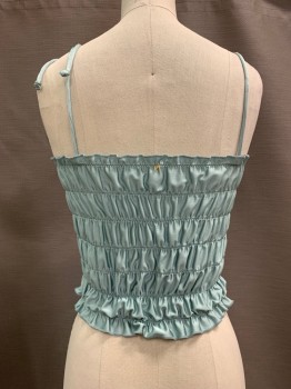 Womens, Top, OUT FROM UNDER, Sea Foam Green, Polyester, Spandex, Solid, Textured Fabric, XS, Square Neck, Tie Straps