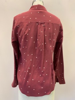 RAILS, Raspberry Pink, Off White, Polyester, Stars, L/S, Button Front, Collar Attached, Chest Pocket,
