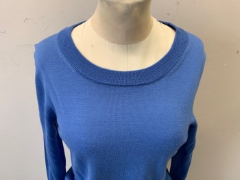 Womens, Pullover, JCREW, Sky Blue, Wool, Solid, S, Long Sleeves, Wide Neck