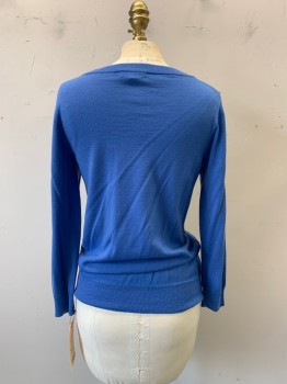 Womens, Pullover Sweater, JCREW, Sky Blue, Wool, Solid, S, Long Sleeves, Wide Neck