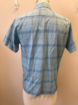 N/L, Aqua Blue, Blue, Polyester, Cotton, Plaid, B.F., C.A., 2 Pckts,