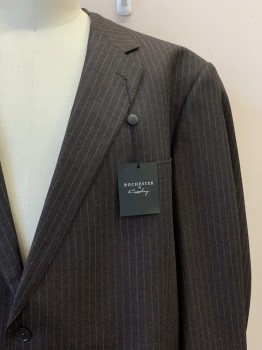 ROCHESTER, Dk Brown, Lt Blue, Wool, Stripes - Pin, L/S, 2 Buttons, Single Breasted, Notched Lapel, 3 Pockets