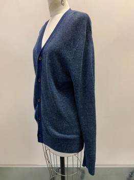 Womens, Cardigan Sweater, BANANA REPUBLIC, Navy Blue, Black, Linen, 2 Color Weave, S, L/S, Button Front, V Neck,